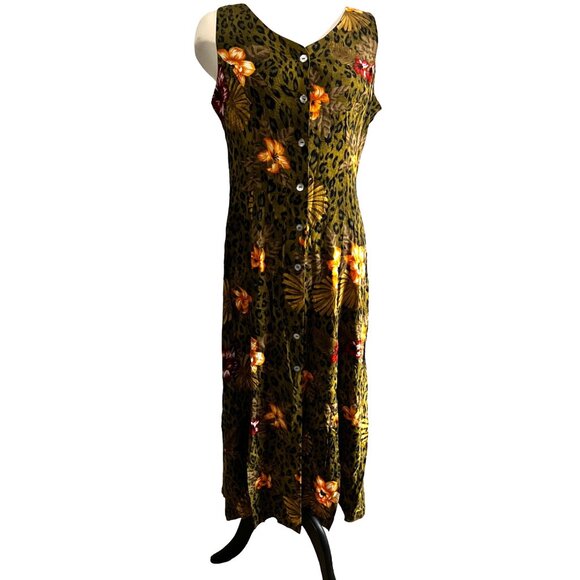 Vintage Floral Racerback Boho Maxi Dress Sz 12 by Scarlett Green Animal Print - Picture 3 of 15
